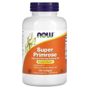 NOW Foods Super Prímula Óleo de Prímula 1.300 mg 120 Cápsulas Softgel
