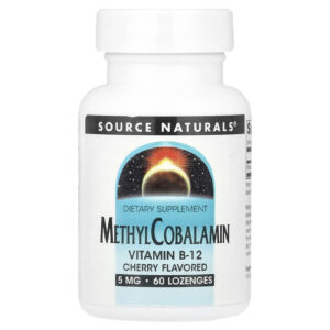 Source Naturals MetilCobalamina Vitamina B12 Sabor Cereja 5 mg 60 Pastilhas