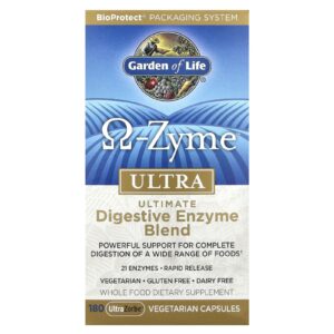 Garden of Life Omega-Zyme Ultra Última Combinação Com Enzimas Para A Digestão 180 Cápsulas Vegetarianas UltraZorbe