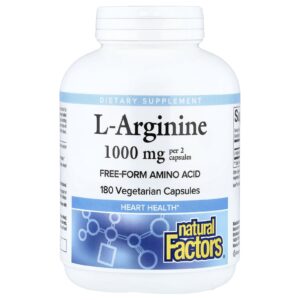 Natural Factors L-Arginina 180 Cápsulas Vegetarianas (500 mg por Cápsula)