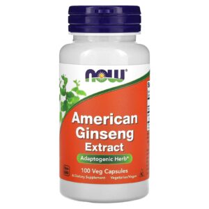 NOW Foods Extrato de Ginseng Americano 100 Cápsulas Vegetais (500 mg por Cápsula)