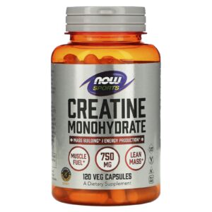 NOW Foods Esportes Creatina Mono-hidratada 750 mg 120 Cápsulas Vegetais