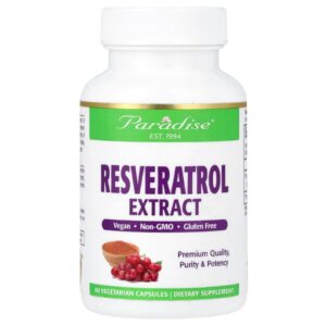 Paradise Herbs Extrato de Resveratrol 60 Cápsulas Vegetarianas (100 mg por Cápsula)