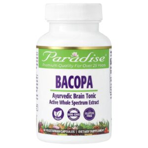 Paradise Herbs Bacopa 60 Cápsulas Vegetarianas (250 mg por Cápsula)