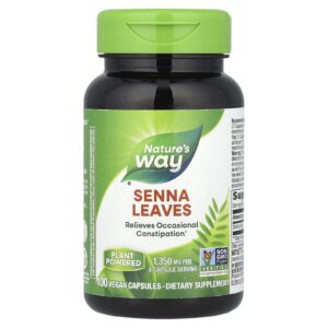 Natures Way Folhas de Senna 100 Cápsulas Veganas (450 mg por Cápsula)