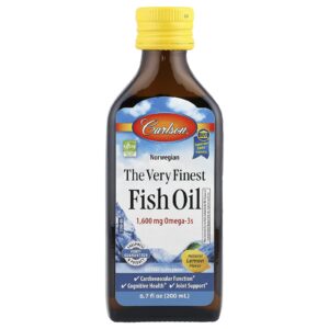 Carlson Norwegian The Very Finest Fish Oil Sabor Natural de Limão 1.600 mg 200 ml (67 fl oz)