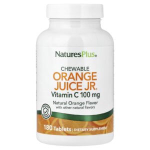 NaturesPlus Suco de Laranja Mastigável Júnior® Vitamina C Laranja Natural 180 Comprimidos