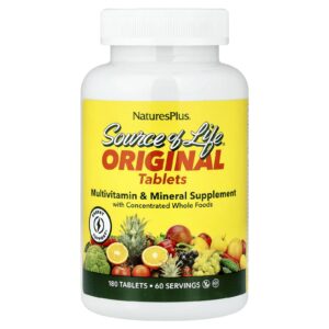 NaturesPlus Source of Life® Comprimidos Originais Suplemento Multivitamínico e Mineral 180 Comprimidos