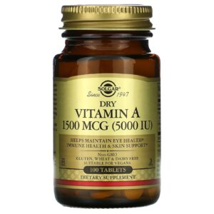 Solgar Vitamina A Seca 1.500 mcg (5.000 UI) 100 Comprimidos
