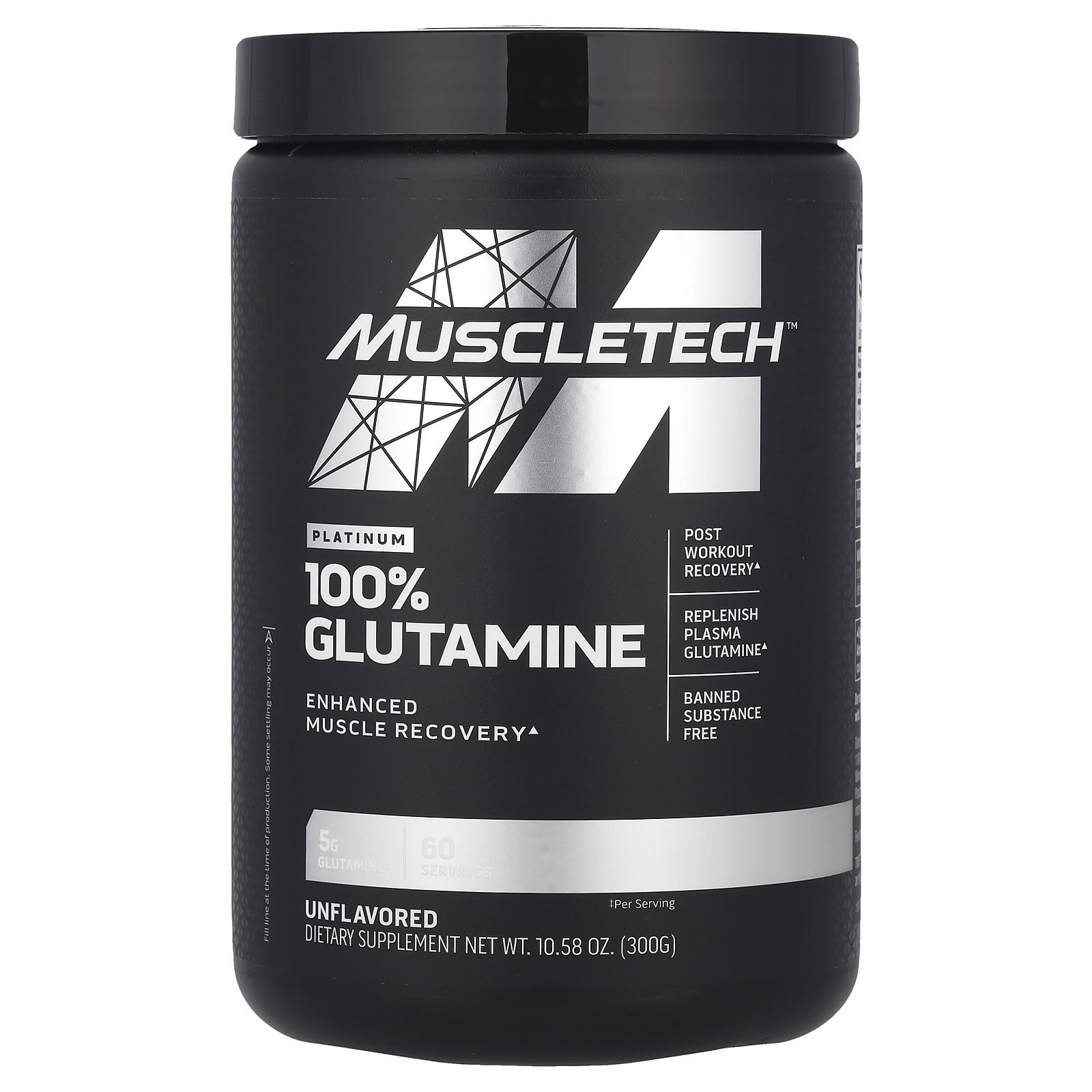 MuscleTech, Platinum 100% Glutamina, Sem Sabor, 300 g (10,58 oz)
