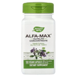 Natures Way Alfa-Max Concentrado de Alfafa 100 Cápsulas Veganas (420 mg por Cápsula)