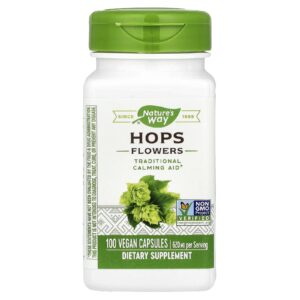 Natures Way Flores de Lúpulo 100 Cápsulas Veganas (310 mg por Cápsula)