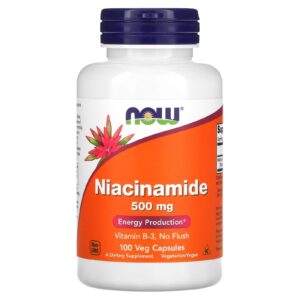NOW Foods Niacinamida 500 mg 100 Cápsulas Vegetais