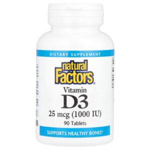Natural Factors Vitamina D3 25 mcg (1.000 UI) 90 Comprimidos