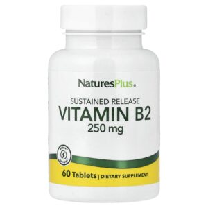 NaturesPlus Vitamina B2 Liberação Gradual 250 mg 60 Comprimidos