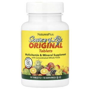 NaturesPlus Source of Life® Comprimidos Originais Suplemento Multivitamínico e Mineral 30 Comprimidos