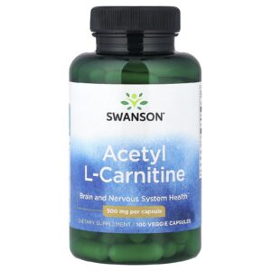 Swanson Acetil L-Carnitina 500 mg 100 Cápsulas Vegetais