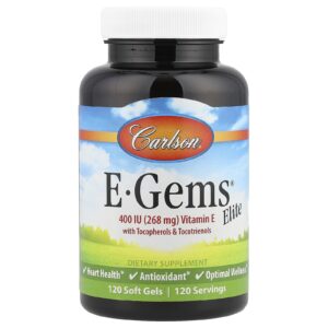 Carlson E-Gems® Elite Vitamina E com Tocoferóis e Tocotrienóis 120 Cápsulas Softgel