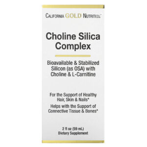 California Gold Nutrition Complexo de Sílica e Colina Dióxido de Silício Biodisponível e Estabilizado com Colina e L-carnitina 59 ml (2 fl oz)