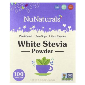 NuNaturals NuStevia Estévia Branca em pó 100 Sachês 100 g (35 oz)