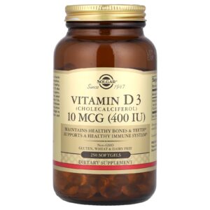Solgar Vitamina D3 10 mcg (400 UI) 250 Cápsulas Softgel