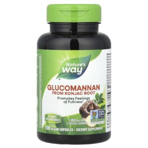 Natures Way Glucomannan da Raiz de Konjac 100 Cápsulas Veganas (665 mg por Cápsula)