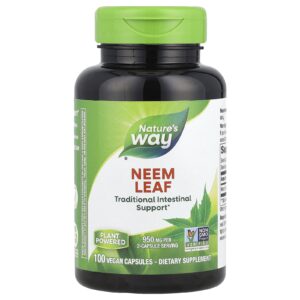 Natures Way Folha de Neem 100 Cápsulas Veganas (475 mg por Cápsula)
