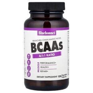 Bluebonnet Nutrition BCAAs Proporção 4:1:1 120 Cápsulas Vegetais