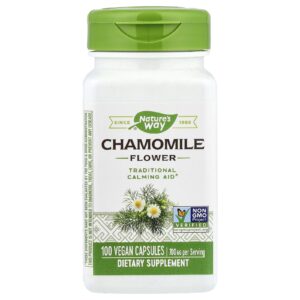 Natures Way Flor de Camomila 700 mg 100 Cápsulas Veganas (350 mg por Cápsula)