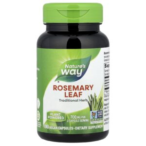 Natures Way Folha de Alecrim 100 Cápsulas Veganas (350 mg por Cápsula)