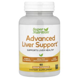 Super Nutrition, Reforço Avançado para o Fígado com Extrato de Cardo-Mariano, L-Glutationa, Ácido Tióctico e Extrato da Semente de Uva, 90 Cápsulas Vegetais