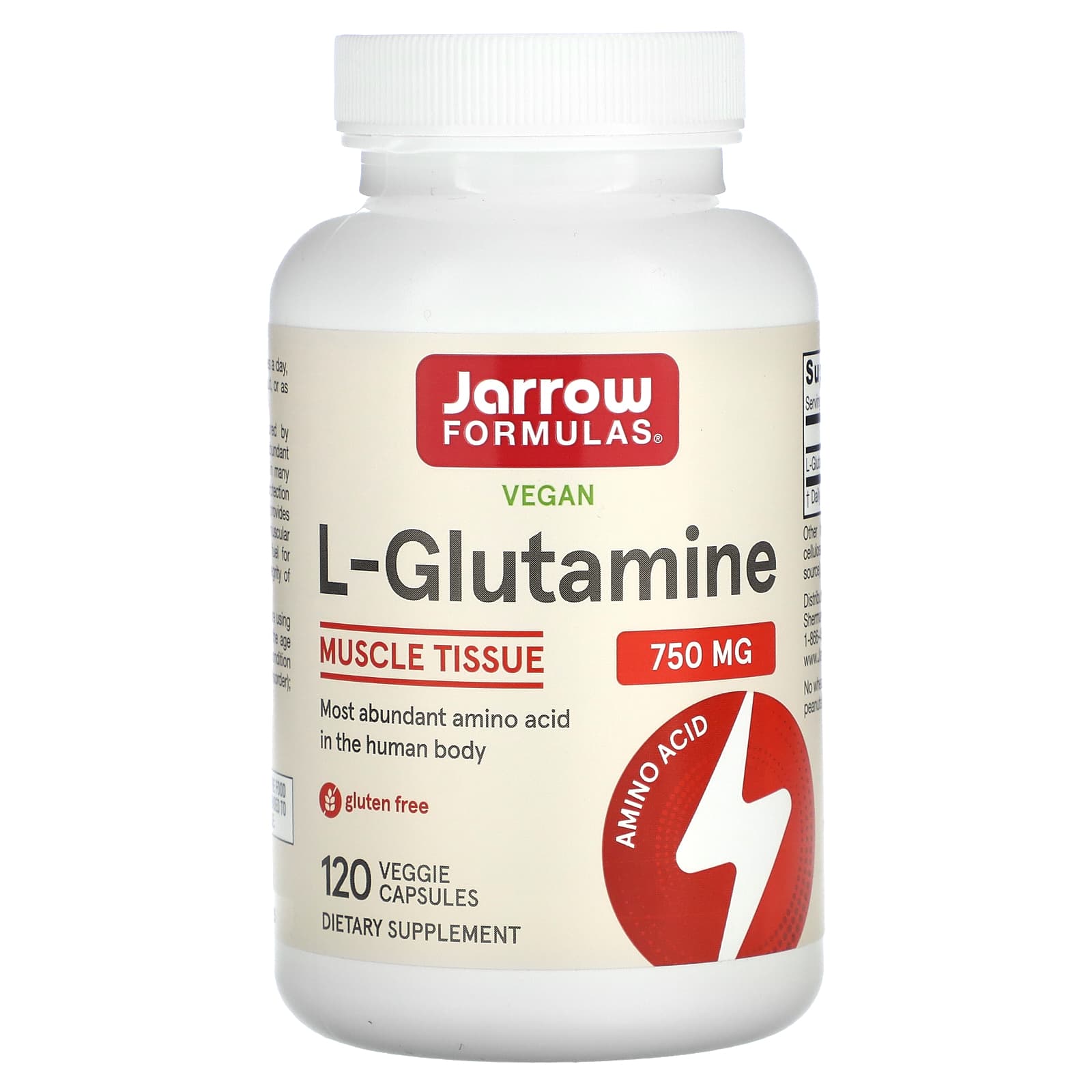 Jarrow Formulas L-Glutamina 750 mg 120 Cápsulas Vegetais