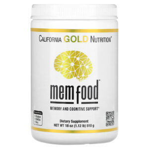 California Gold Nutrition, MEM Food, Reforço à Memória e Cognição com Mistura MEM, L-serina, Juba-de-Leão Orgânico e Suco de Mirtilo em Pó, 510 g (1,12 lb)