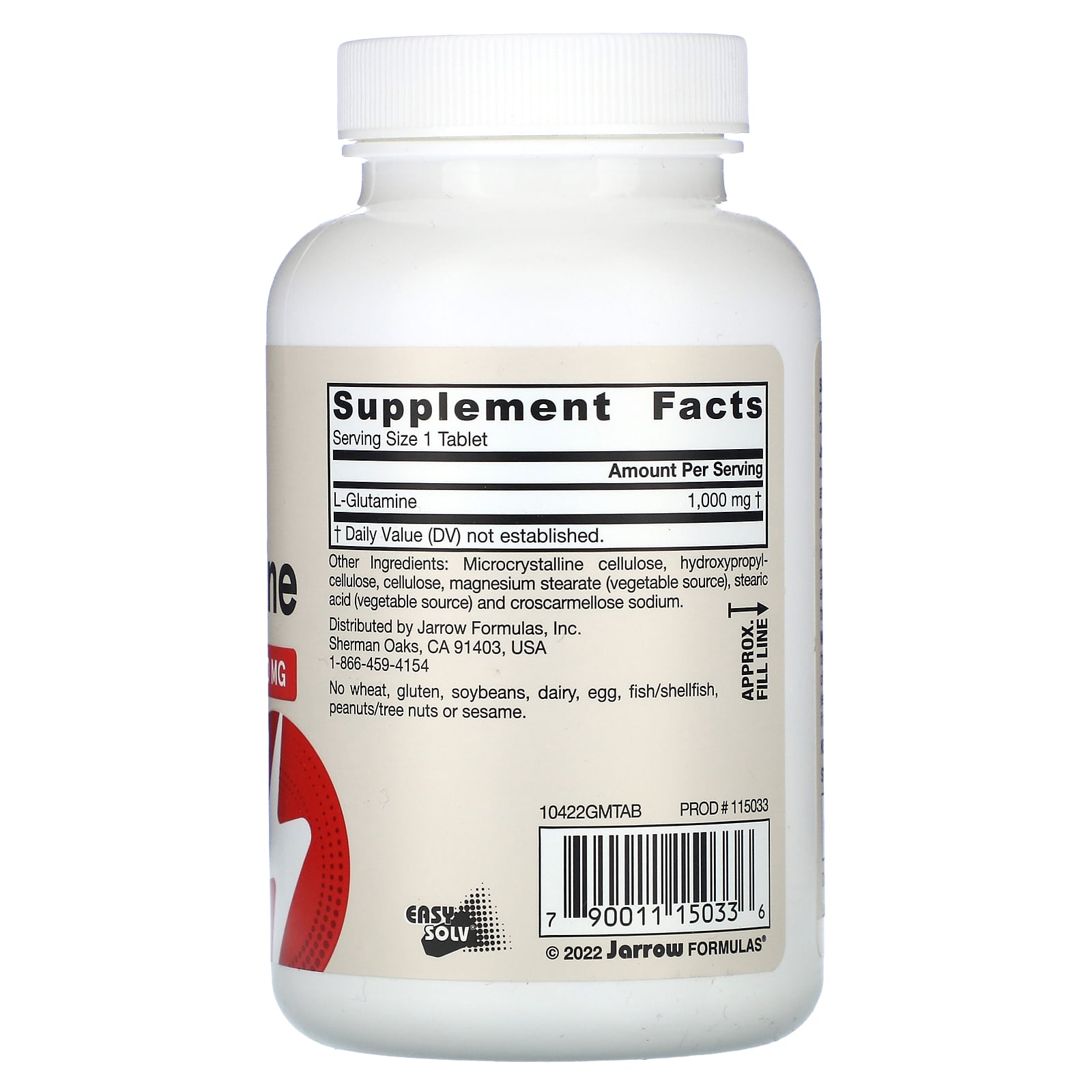 Jarrow Formulas, L-Glutamina, 1.000 mg, 100 Comprimidos - Imagem 2
