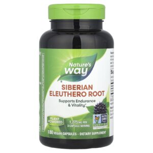 Natures Way Raiz de Eleutero Siberiano 180 Cápsulas Veganas (425 mg por Cápsula)