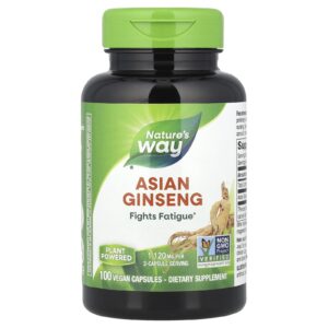 Natures Way Ginseng Asiático 100 Cápsulas Veganas (560 mg por Cápsula)