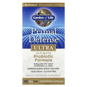 Garden of Life Primal Defense Ultra Fórmula Probiótica Definitiva 180 Cápsulas Vegetarianas UltraZorbe