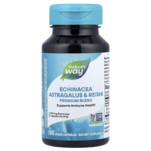 Natures Way Echinacea Astragalus e Reishi 100 Cápsulas Veganas