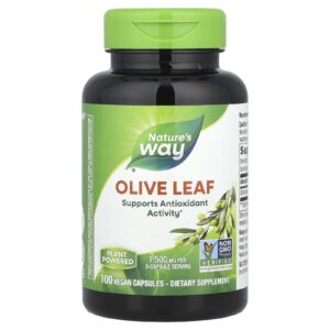 Natures Way Folha de Oliveira 100 Cápsulas Veganas (500 mg por Cápsula)