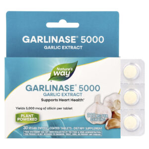 Natures Way Garlinase® 5000 Extrato de Alho 320 mg 30 Comprimidos Veganos com Revestimento Entérico