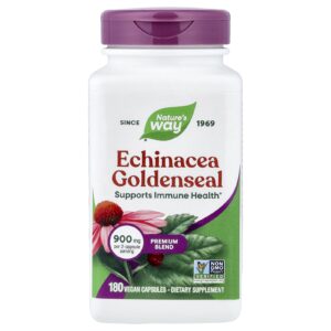 Natures Way Hidraste de Echinacea Mistura Premium 180 Cápsulas Veganas (450 mg por cápsula)