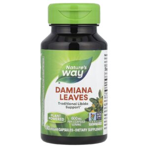 Natures Way Folhas de Damiana 100 Cápsulas Veganas (300 mg por Cápsula)