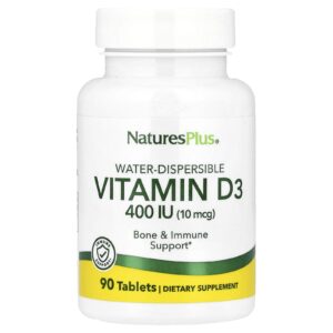 NaturesPlus Vitamina D3 Dispersível em Água 10 mcg (400 UI) 90 Comprimidos