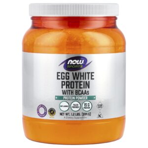 NOW Foods Sports Proteína da Clara de Ovo com BCAAs Proteína em Pó Sem Sabor 544 g (12 lb)