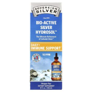 Sovereign Silver Bio-Active Silver Hydrosol™ com Conta-gotas Suporte Diário + Imunológico 10 PPM 236 ml (8 fl oz)