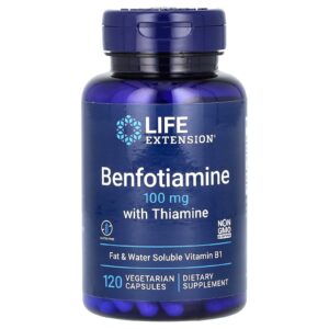 Life Extension Benfotiamina com Tiamina 100 mg 120 Cápsulas Vegetarianas