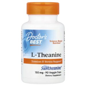 Doctor's Best, L-Theanine com Suntheanine, 150 mg, 90 Cápsulas Vegetais