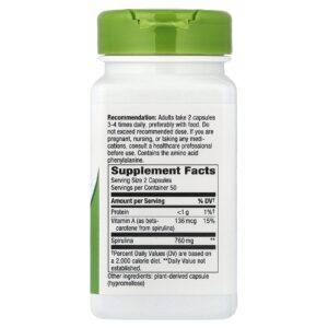 Natures Way Microalgas de Espirulina 100 Cápsulas Veganas