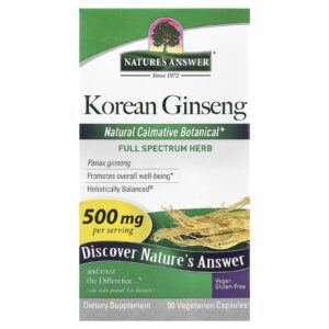 Natures Answer Ginseng Coreano 500 mg 50 Cápsulas Vegetarianas