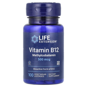 Life Extension Vitamina B12 Mecobalamina 500 mcg 100 Pastilhas Vegetarianas
